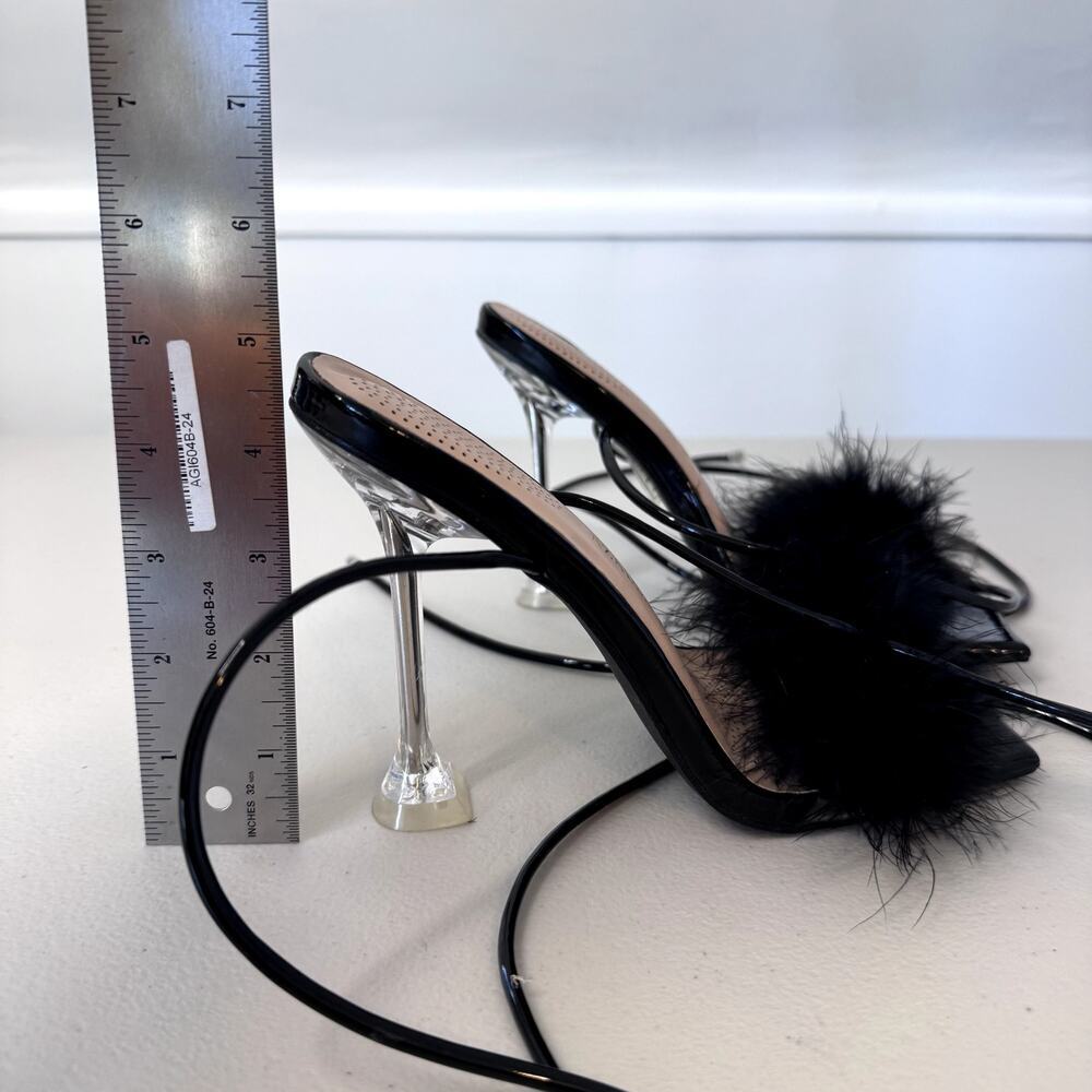 Azalea Wang Warwick Feather Heels Black Women's Size 6.5 EUC - Picture 5 of 5